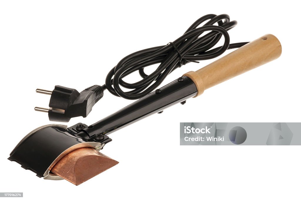 Powerful soldering iron Powerful soldering iron isolated on a white background. Black Color Stock Photo