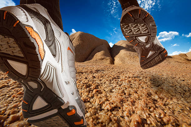 Trail Running on a Desert Landscape stock photo