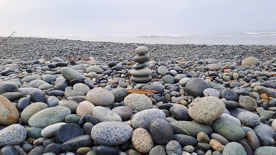 Stone tower at coconut beach,south Bengkulu, Bengkulu, indonesia