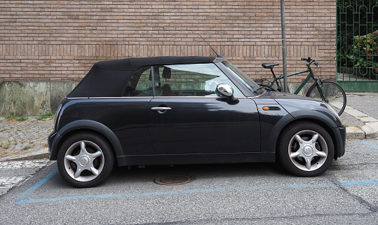 Turin, Italy - October 06, 2023: black Mini car