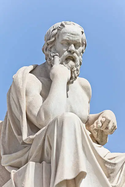"Socrates in front of the National Academy of Athens, Greece"