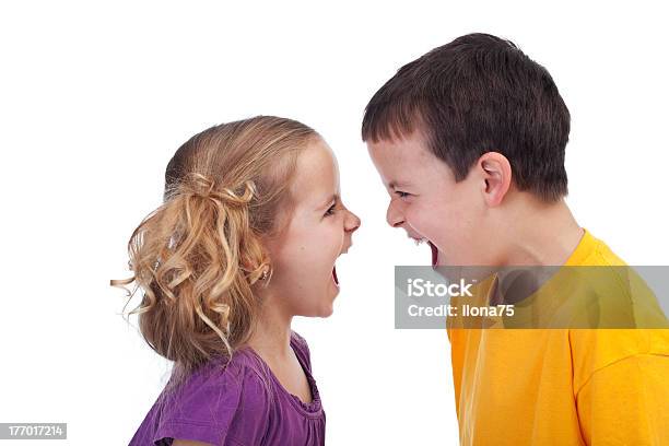 Raging Kids Isolated Stock Photo - Download Image Now - Child, Arguing, Fighting