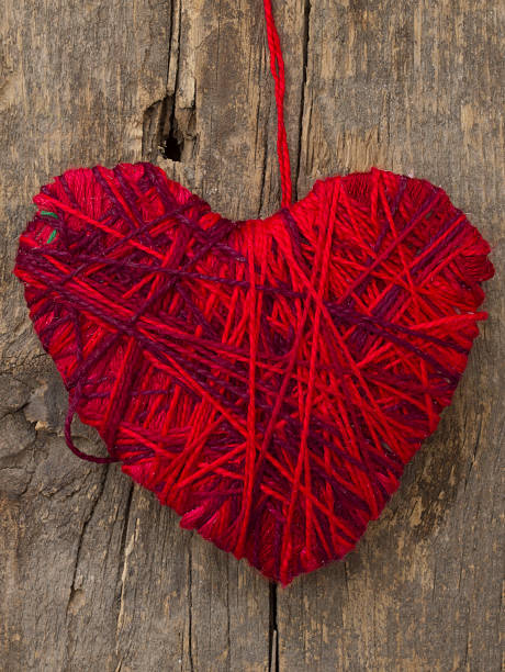 istock red heart made of yarns 177017802