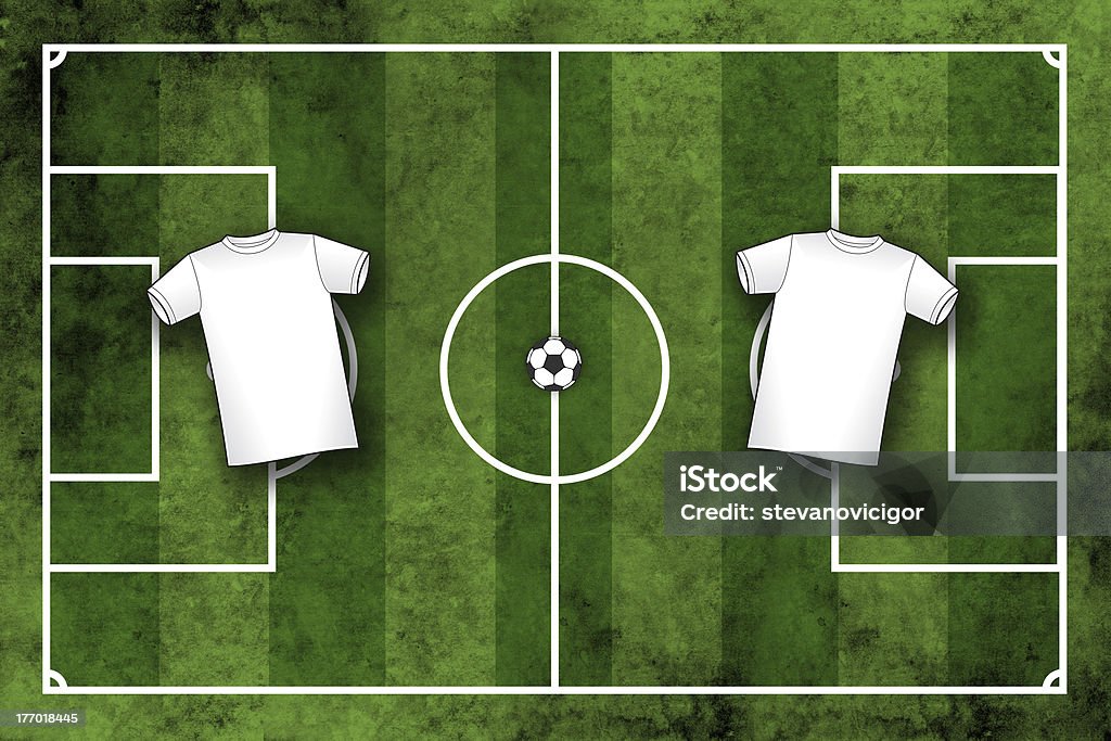 De Football ou terrain de Football avec des chemises blanches Vierges - Photo de Football libre de droits