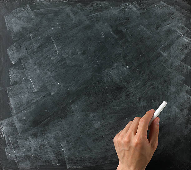 istock blank blackboard and chalk ready for copy  with hand 177019107