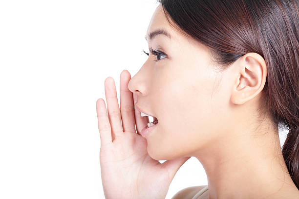 Yelling woman mouth closeup isolated on white backgroundFace_and_SPA_Beauty