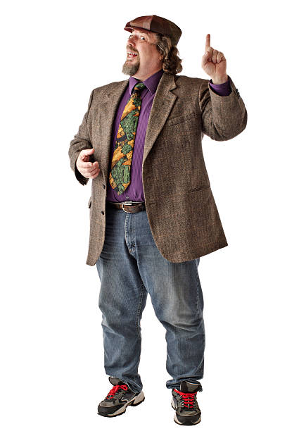 istock Large man stands with index finger raised 177019968