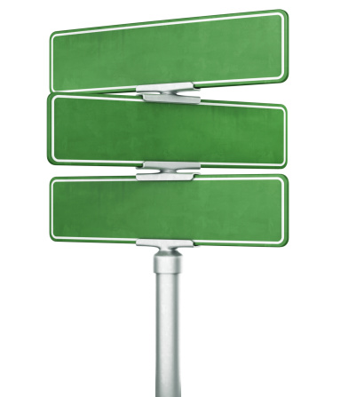 3d rendering of three blank signs stacked ontop of eachother