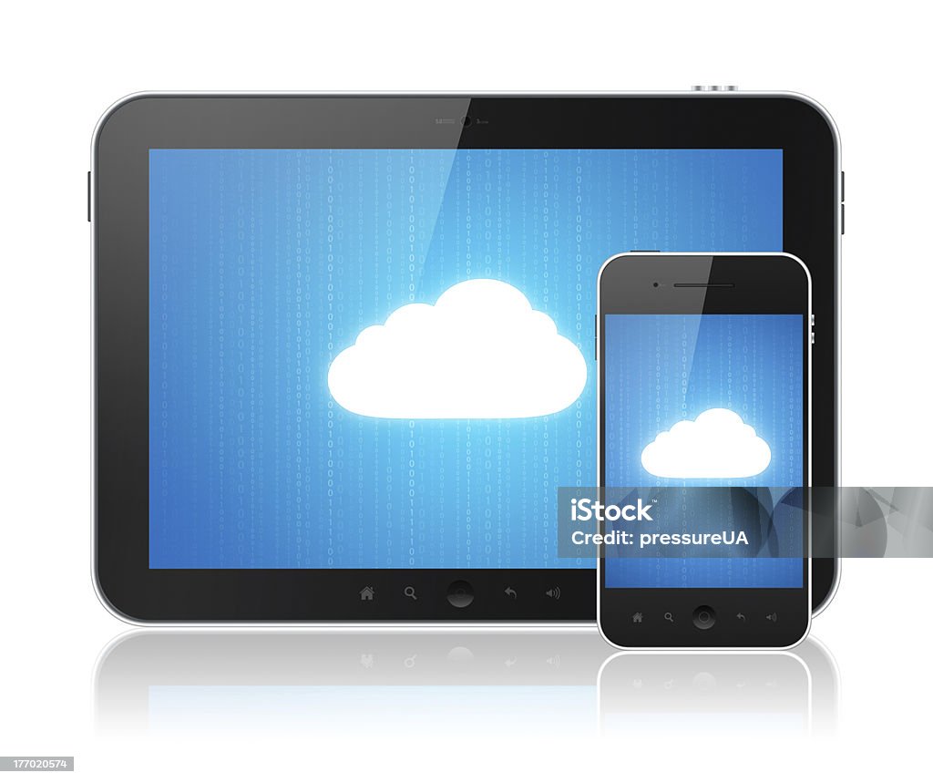 Cloud Computing połączenia na nowoczesne urządzenia - Zbiór zdjęć royalty-free (Aplikacja mobilna)