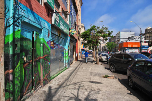 Valparaiso, Chile - 30 Dec 2019: The street in Valparaiso, Pacific coast, Chile