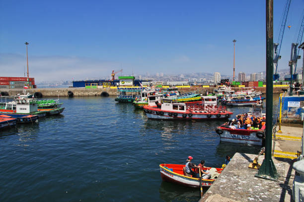 Valparaiso, Chile - 30 Dec 2019: The marina in Valparaiso, Pacific coast, Chile