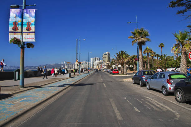 Vina del Mar, Chile - 30 Dec 2019: The seafront of Vina del Mar, Chile