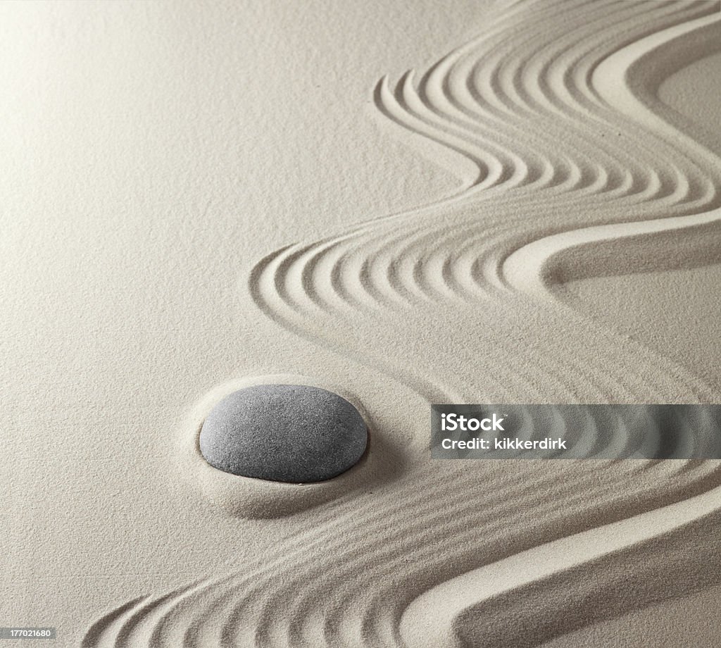 japanese zen garden zen japanese rock garden abstract harmony and balance concept for purity concentration meditation sand and stone Sand Stock Photo