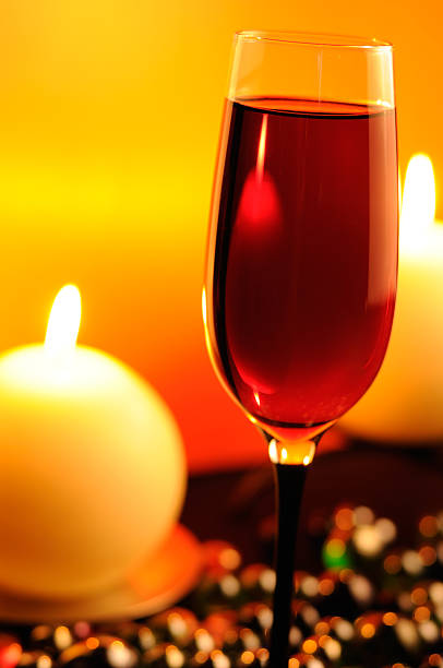 istock Romantic Evening in Restaurant with Red Wine and Burning Candles 177021945