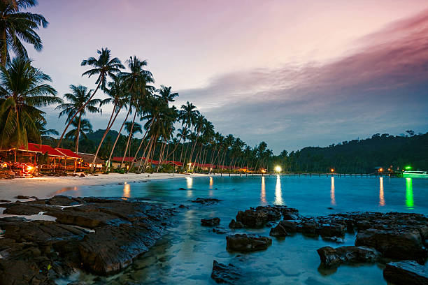 istock Tropical beach at sunset. 177022027