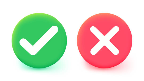 istock Green check mark and red cross mark icon. Isolated tick symbols, checklist signs, approval badge. Checkmark design, vector illustration 1770227096