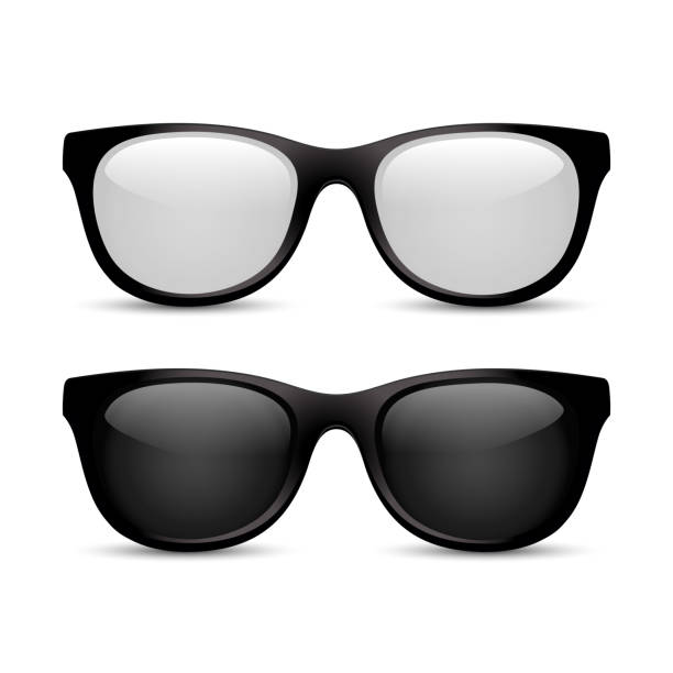 ilustrações de stock, clip art, desenhos animados e ícones de eyeglasses vector illustration. realistic sunglasses. eye glasses isolated on a white background - sun protection glasses glass