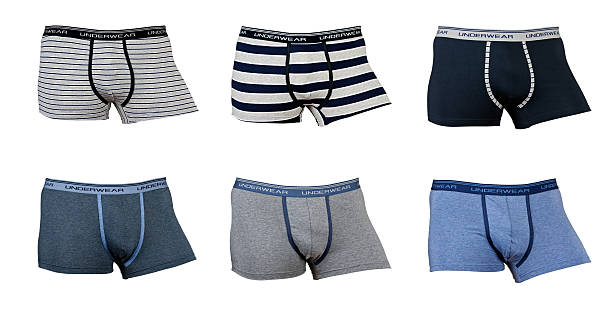 collage von sechs männlichen unterwäsche - boxershorts stock-fotos und bilder