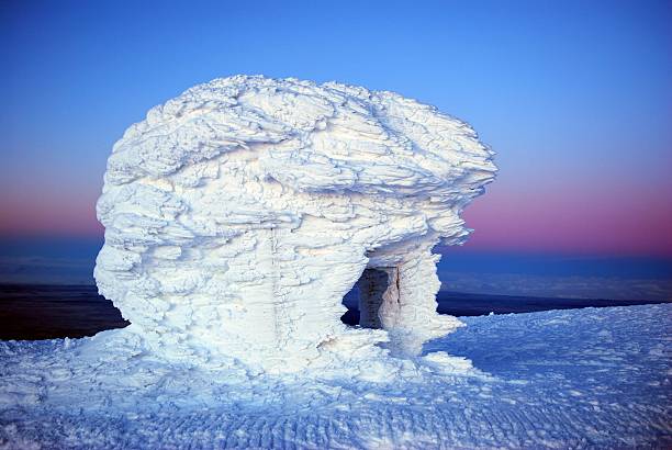 Buddha statue covered by fresh snow