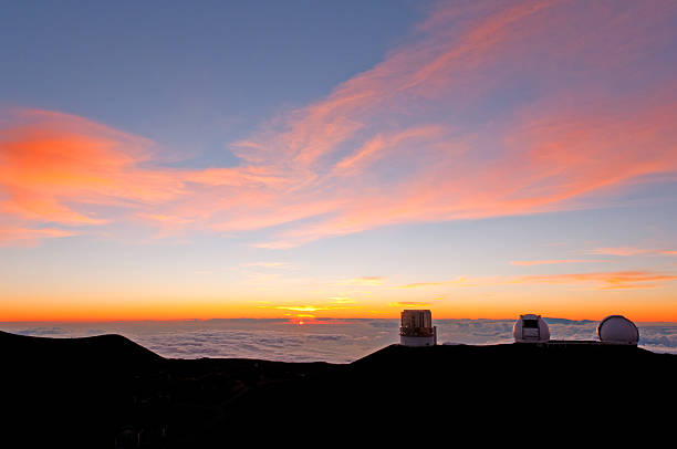 Sunset from a mountain observatory stock photo