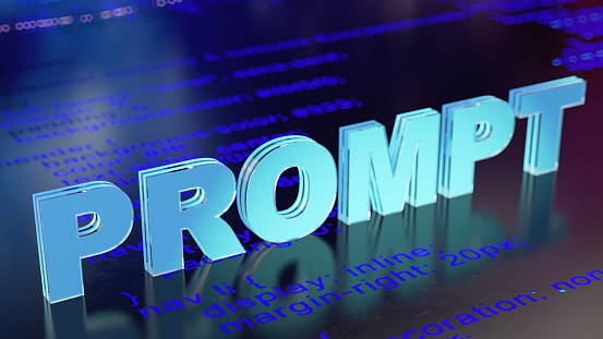 Promt Sign on Computer Coding. 3D Render