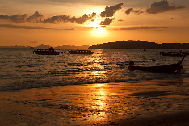 Boats in the time of Sunset stock photo