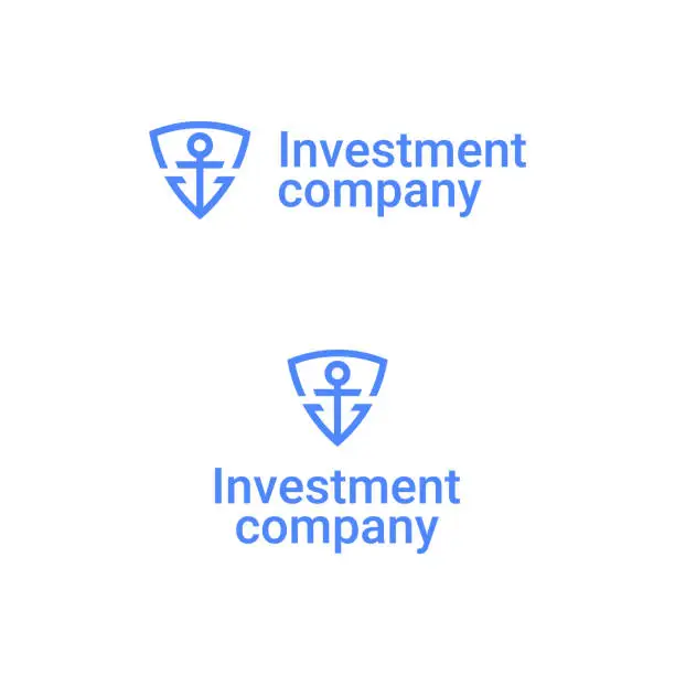 Vector illustration of Investment business blue line business logo
