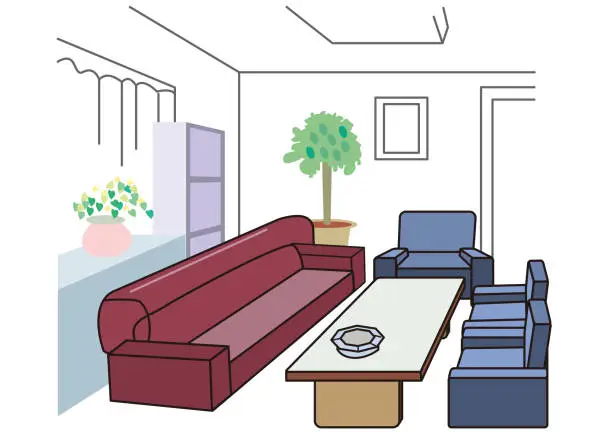 Vector illustration of 応接室Reception room where customers are invited to discuss business in the office