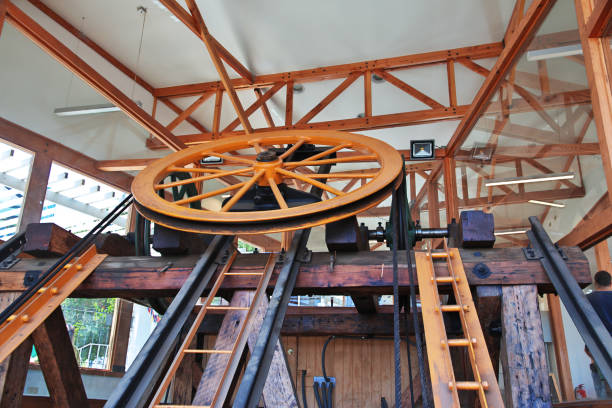 Valparaiso, Chile - 30 Dec 2019: The vintage funicular in Valparaiso, Pacific coast, Chile