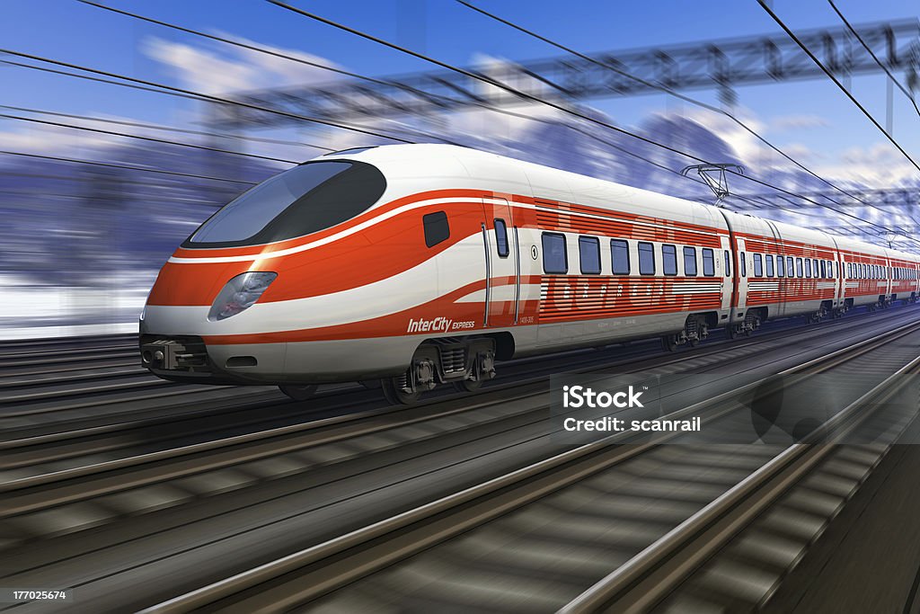 Moderne high-speed-Zug mit motion blur - Lizenzfrei Hochgeschwindigkeitszug Stock-Foto