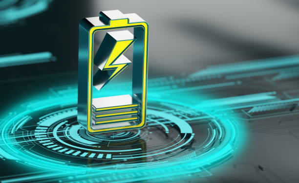 istock Battery icon on abstract futuristic circle circuit board background 1770260702