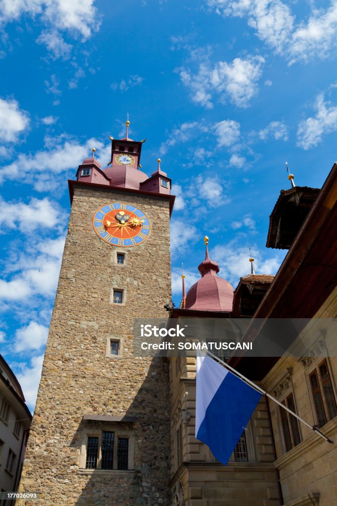 Ratusz (Rathaus) Clock Tower, Lucerna, Szwajcaria - Zbiór zdjęć royalty-free (Lucerna - Kanton Lucerna)