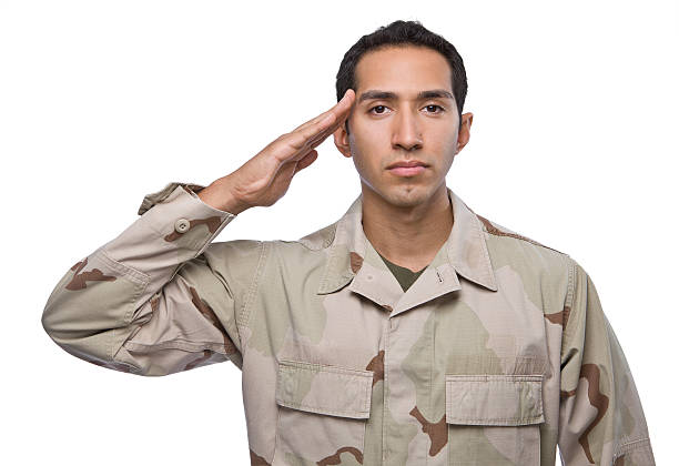 ヒスパニック軍退役軍人海維林 - armed forces latin american and hispanic ethnicity saluting marines ストックフォトと画像