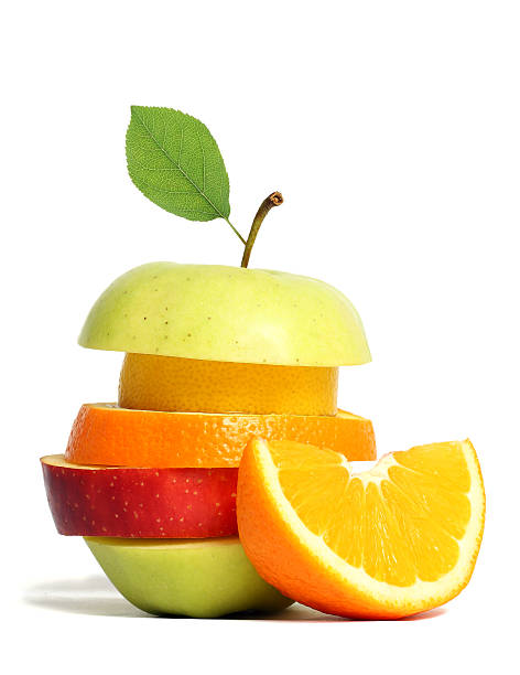istock Photo fresh mixed fruit slices against white background 177026414