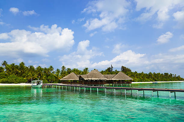 istock Water cafe on a tropical beach at Maldives 177026850
