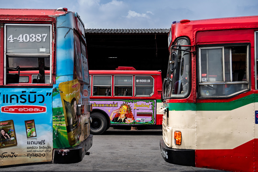 BMTA (Bangkok Metropolitan Transportation Authority) buses are seen parked at Bus Hub #4 in Khlong Toey. Daily life in Bangkok, Thailand, as the newly elected Pheu Thai Party Government, led by Prime Minister Srettha Thavisin, struggles to attract more international tourism to the Kingdom with additional visa waiver schemes for travelers from Russia, India, China, and Taiwan.