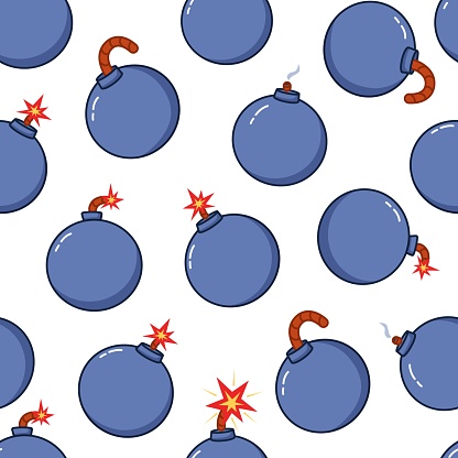 Techies Bomb Pattern Bomb Seamless Pattern Exploding Weapon Elements War Equipment Cartoon ...