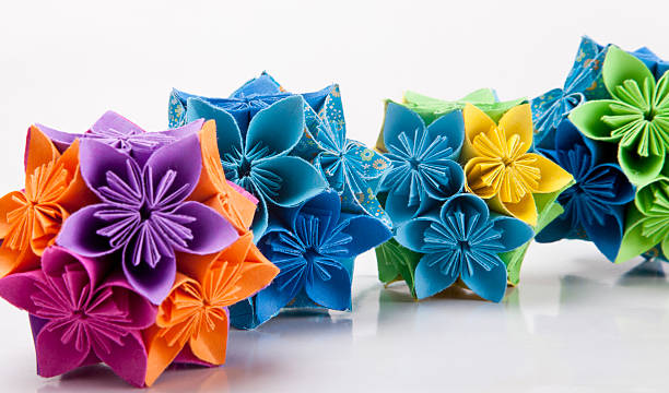 Origami flowers stock photo