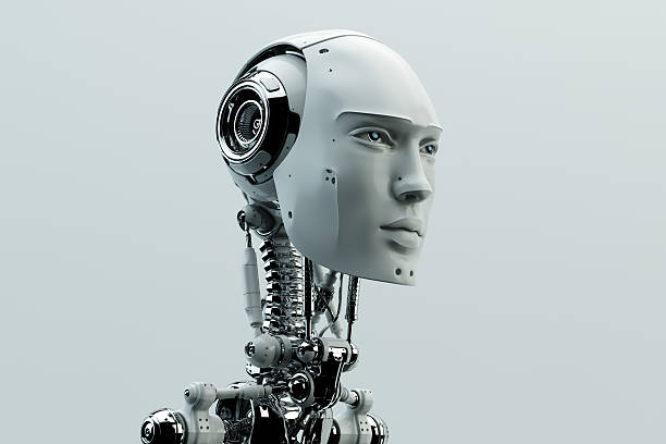 Futuristic man Stylish handsome cyborg head in profile robot head stock pictures, royalty-free photos & images