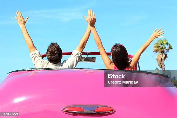 Freedom Happy Free Couple In Car Stock Photo - Download Image Now - Car, Couple - Relationship, Pink Color