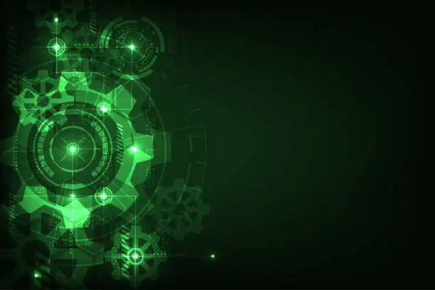 Vector illustration of Vector engineering abstract technology futuristic green light background.