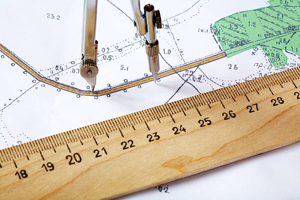 istock Topographic map of district with  measuring instrument 177031833