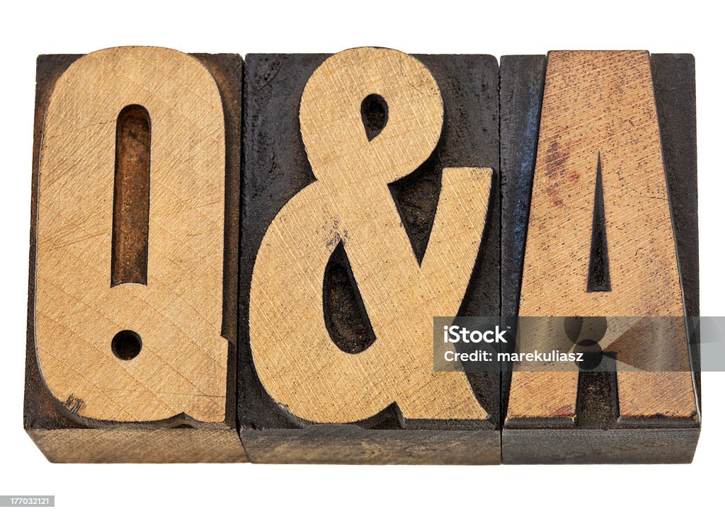 questions and answers - Q&A Q&A - questions and answers acronym - isolated text in vintage letterpress wood type Acronym Stock Photo