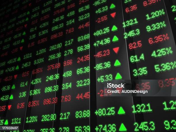 Mercato Azionario Ticker In Rosso E Verde - Fotografie stock e altre immagini di NASDAQ - NASDAQ, Dow Jones Industrial Average, Tabellone delle quotazioni