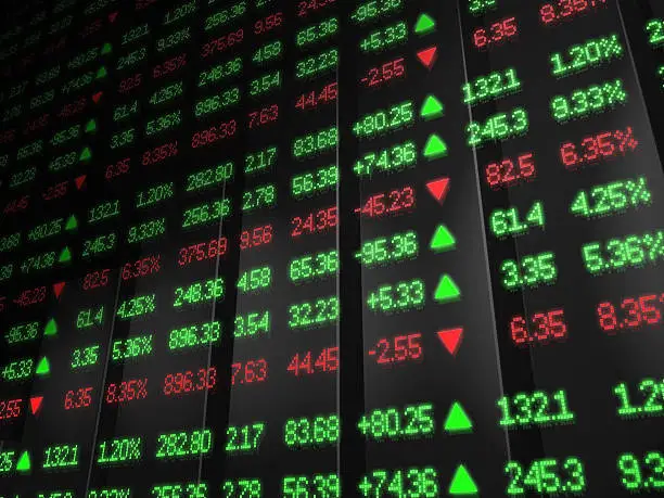 Photo of Stock Market Ticker in red and green