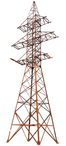 A large steel electric pole isolated on a white background