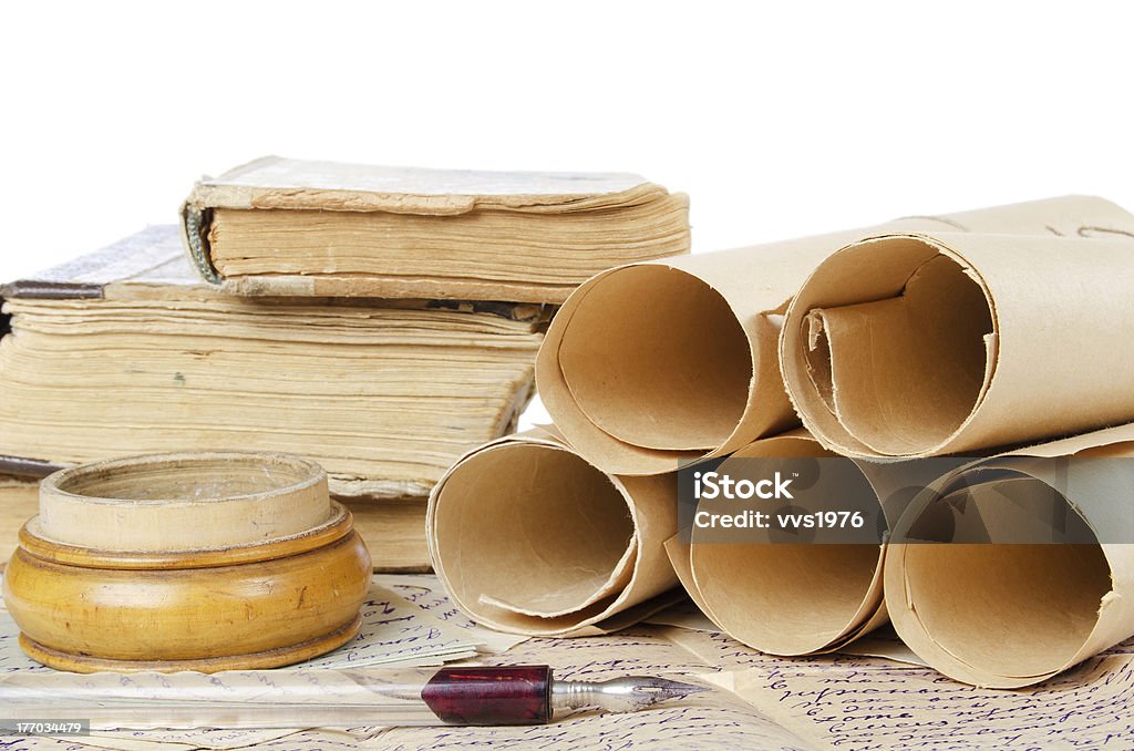 Many ancient scrolls on old letters Many ancient scrolls on old letters -retro Arts Culture and Entertainment Stock Photo