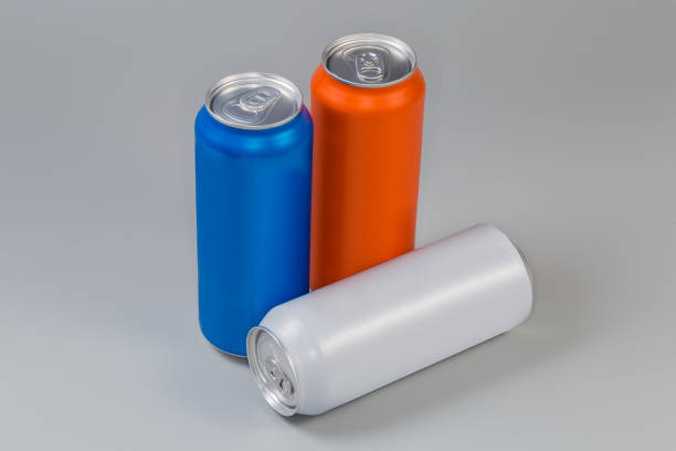istock Sealed beverage cans of various colors on a gray background 1770345020