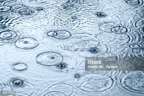 Raindrops Stock Photo - Download Image Now - Autumn, Blue, Circle