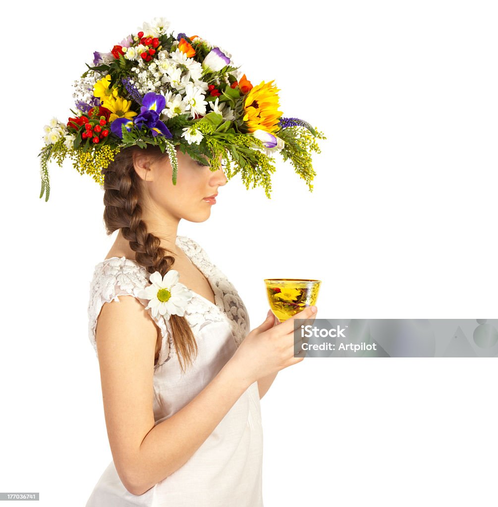 Linda Menina com Chapéu de Flores - Royalty-free Adolescente Foto de stock